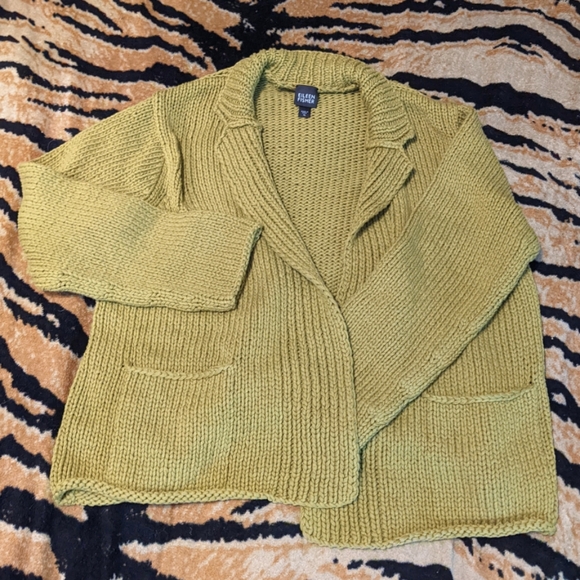 Eileen Fisher Sweaters - Eileen Fisher Chartreuse Cardigan with Pockets XL